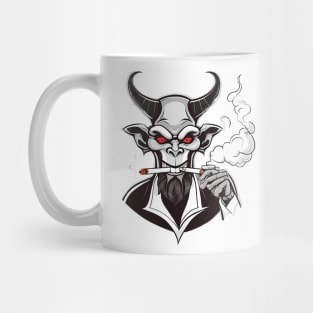 devil smoking a blunt cartoon design Mug